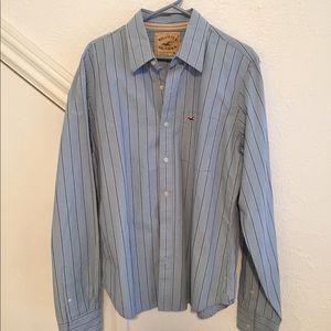 Hollister Blue Striped Button Down XL
